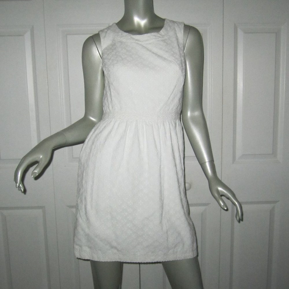 VINEYARD VINES White Eyelet Sleeveless Lined Dress